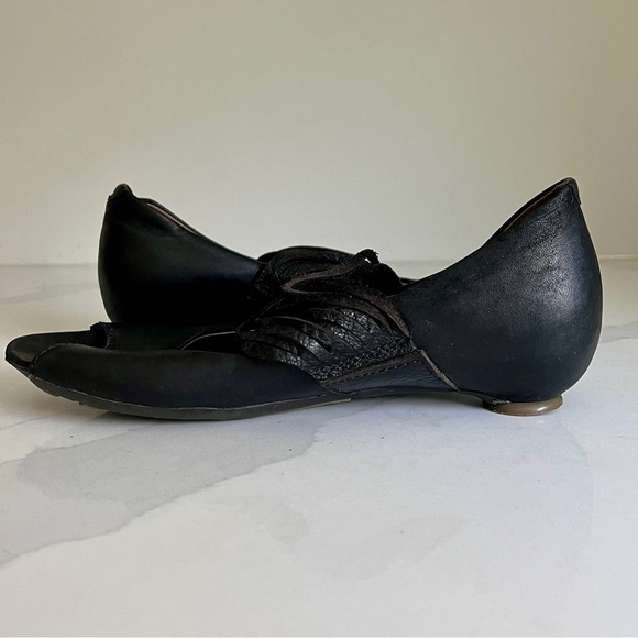 Fly London LAFF Peep Toe Multi strap Black Ballerina Heel Shoes Size 7 - Picture 5 of 16